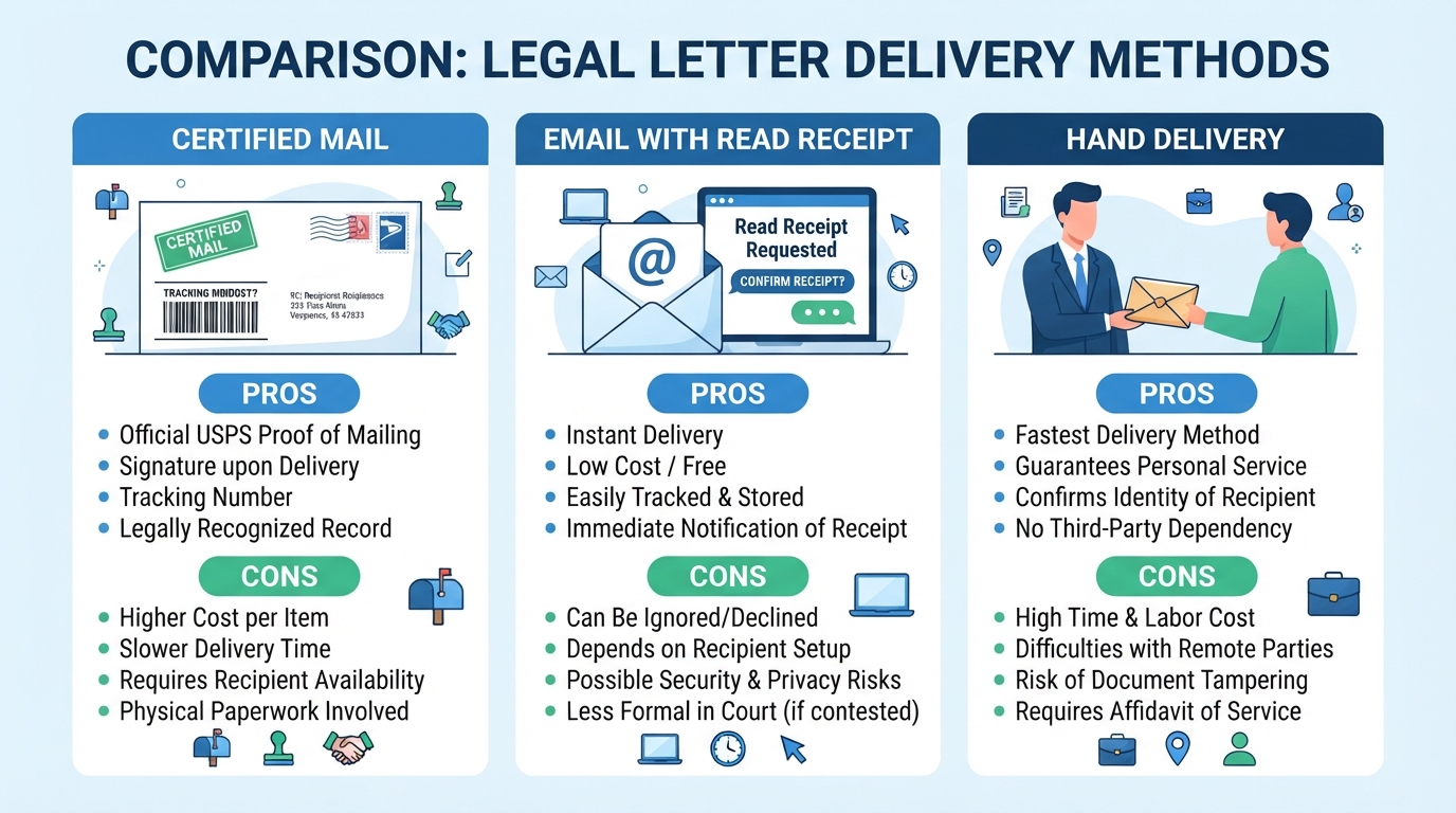 certified mail demand letter vs email delivery comparison