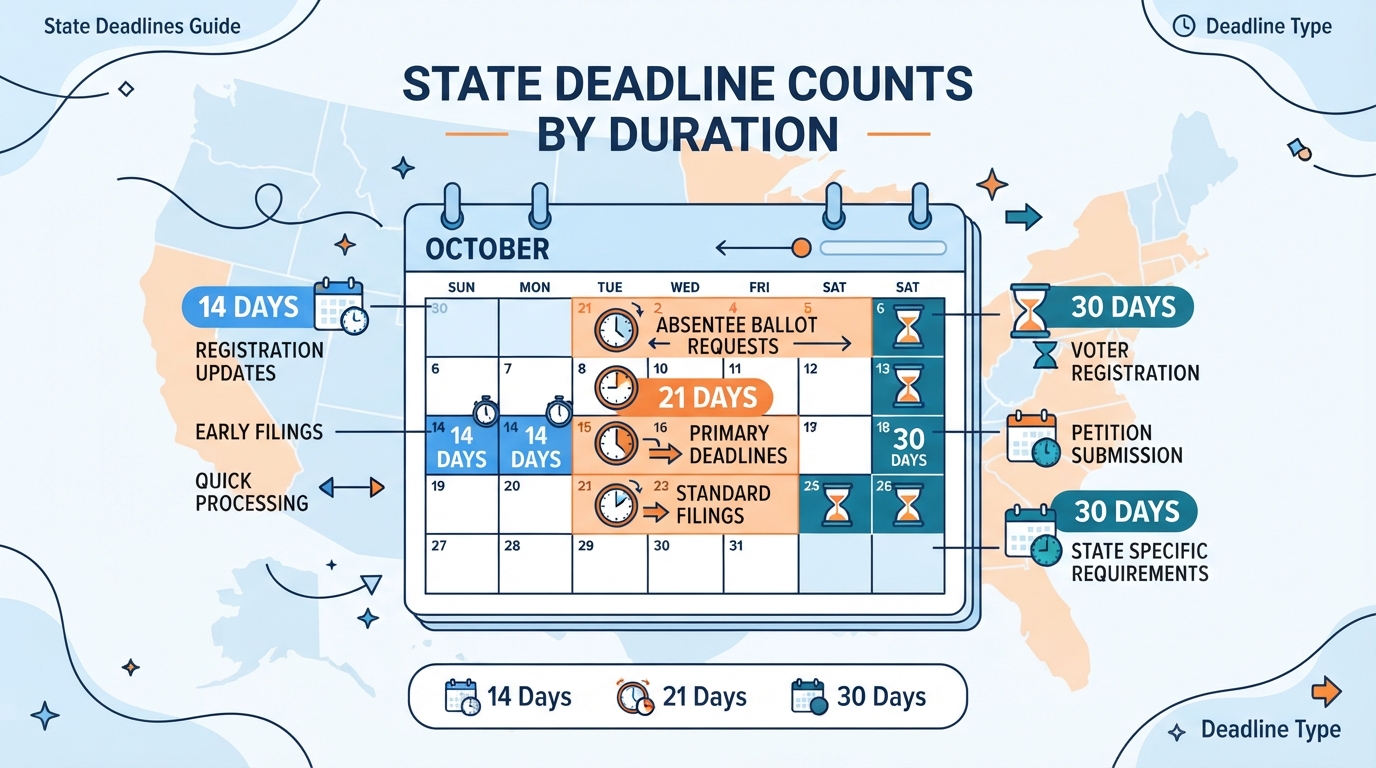 State-by-state security deposit return deadlines illustrated on a calendar with US map